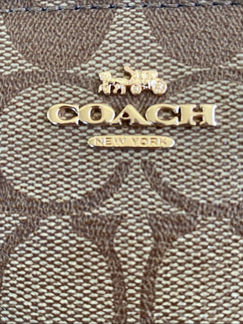 Coach Brown Tan Signature Zip Wallet Wristlet - Picture 10 of 16
